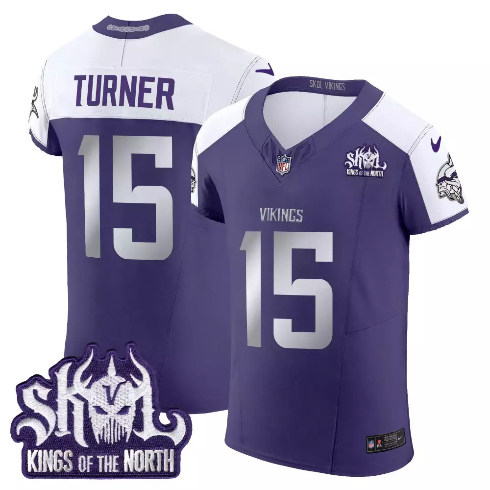 Turner Warrior 15 Vikings Jersey Purple Skol Kings North Men White Silver Alternate