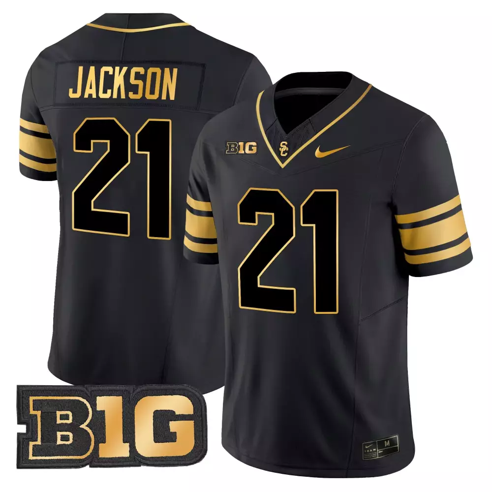 Jackson Trojans 21 Usc Jersey Black Big 2023 Men Gold Vapor Stitched Limited