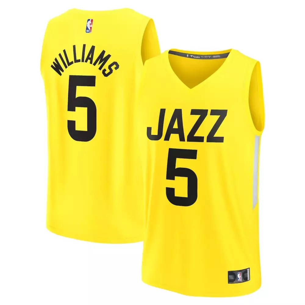 Cody Williams 5 Jazz Jersey Yellow Men Default Black Icon