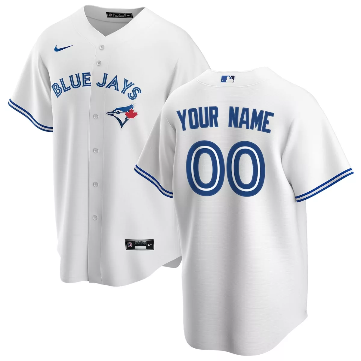 Custom Toronto Blue Jays Jersey White Engineered Men Red Home