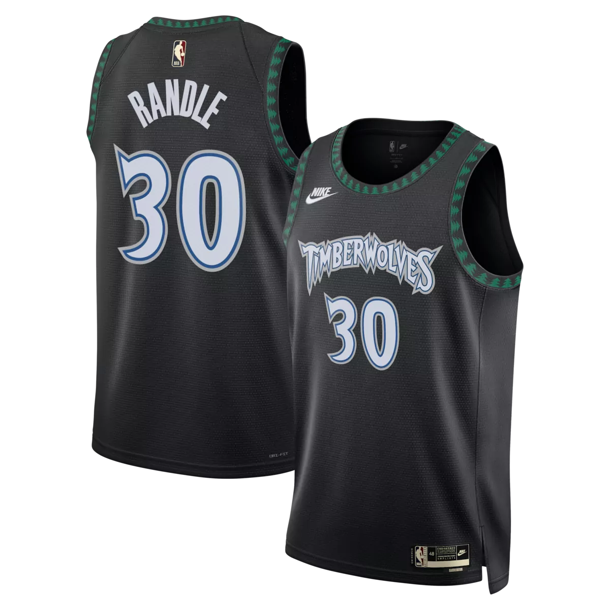 Julius Randle 30 Timberwolves Jersey Black Men Green Blue White Classic Unisex