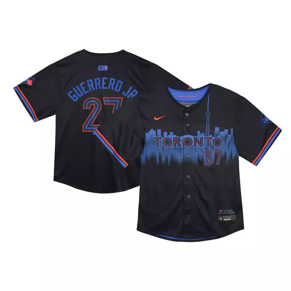 Vladimir Guerrero Jr. 27 Jersey Black City Connect Toronto Blue Jays Men Cityscape