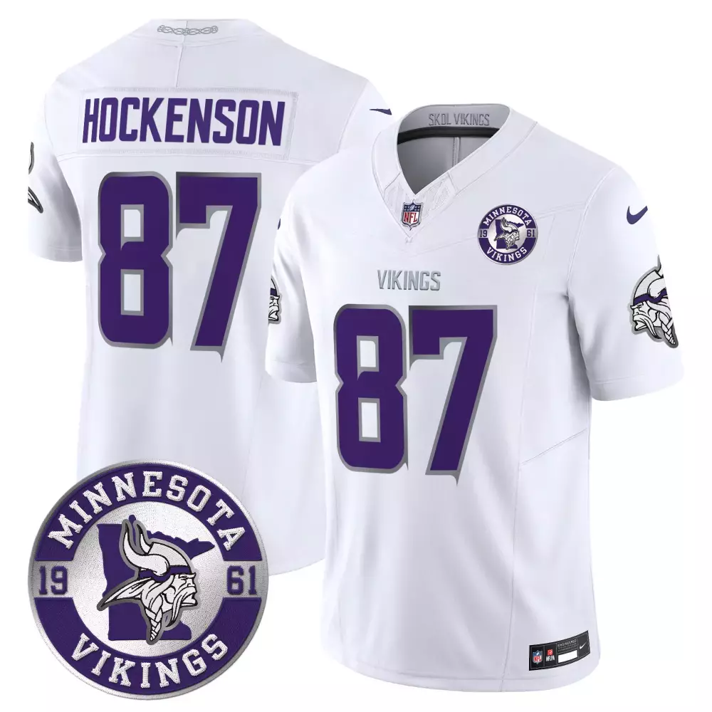 T.j. Hockenson 87 Jersey White Minnesota Vikings 1961 Helmet Men Replica Alternate