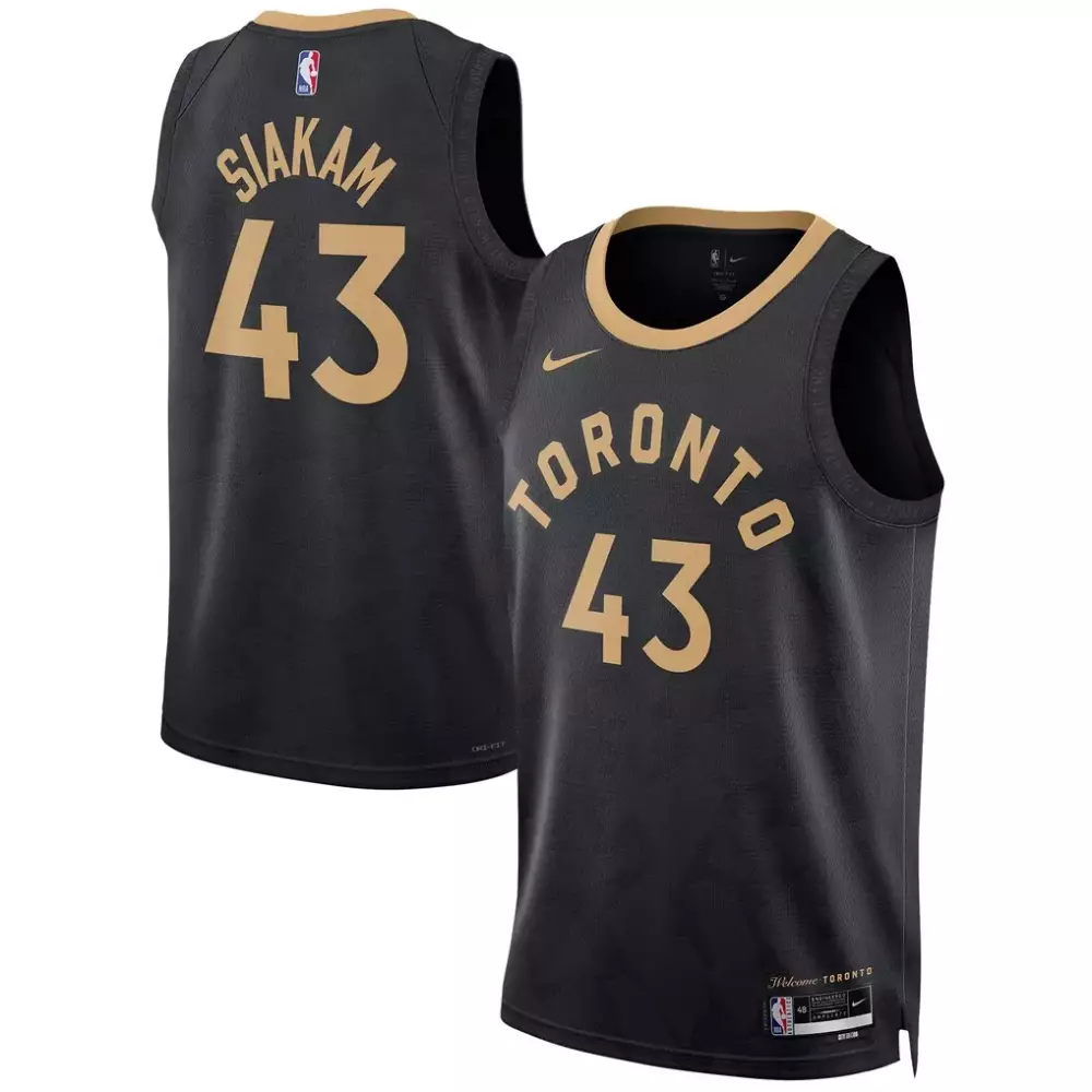 Pascal Siakam 43 Toronto Raptors Jersey Black Men Gold Unisex Swingman