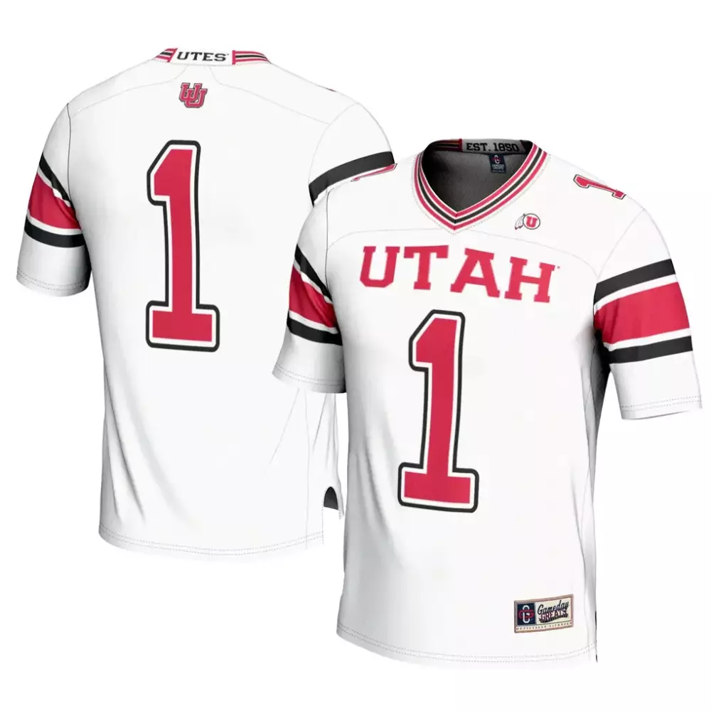 Utah Utes 1 Jersey White Gameday Greats Men Red Black