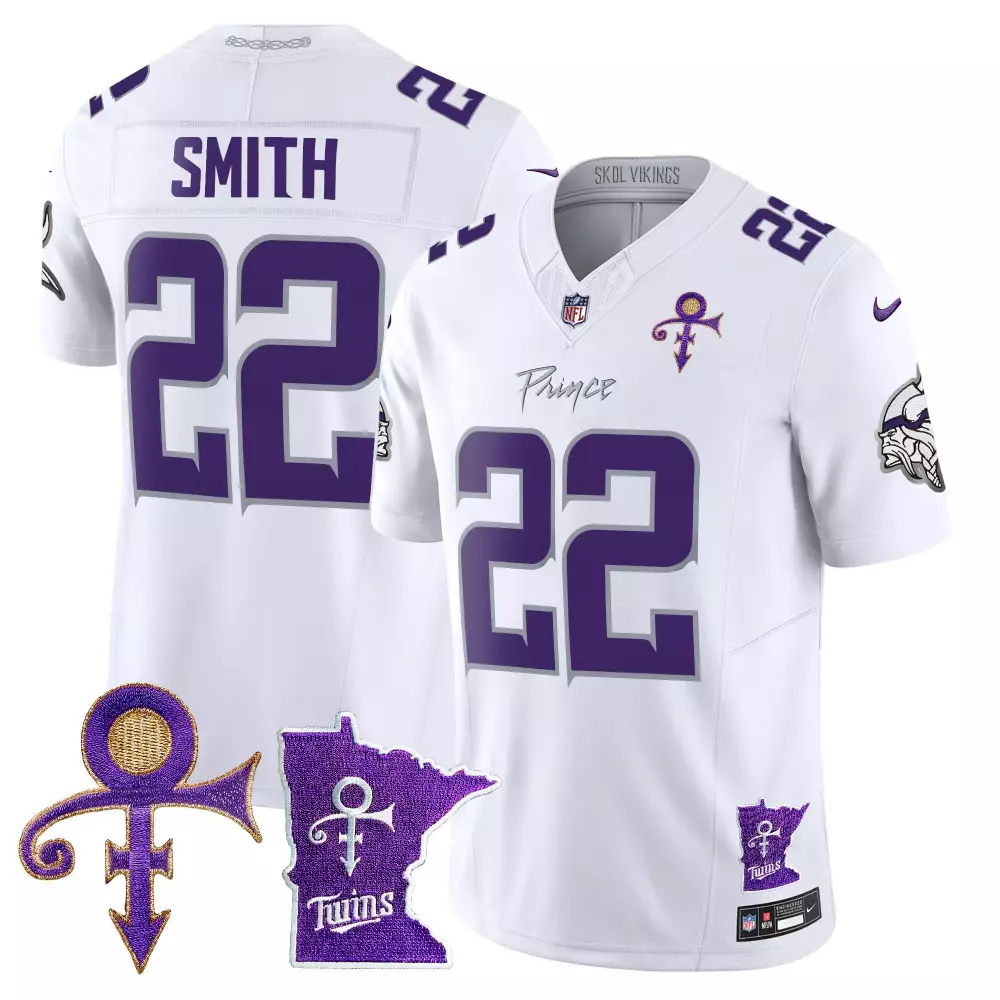 Harrison Smith 22 Jersey White Prince Minnesota Vikings Symbol Twins State Outline