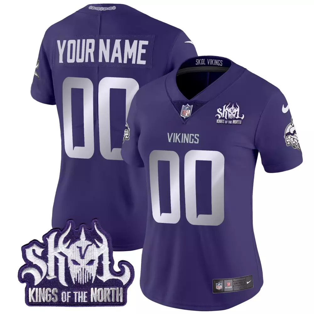 Custom Vikings Jersey Purple Skol Kings North White Vapor Limited All Stitched