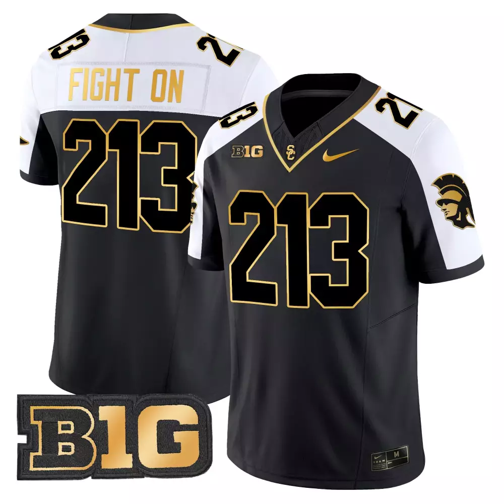 Unassigned Usc Trojans Jersey Black Big Men White Gold All Stitched