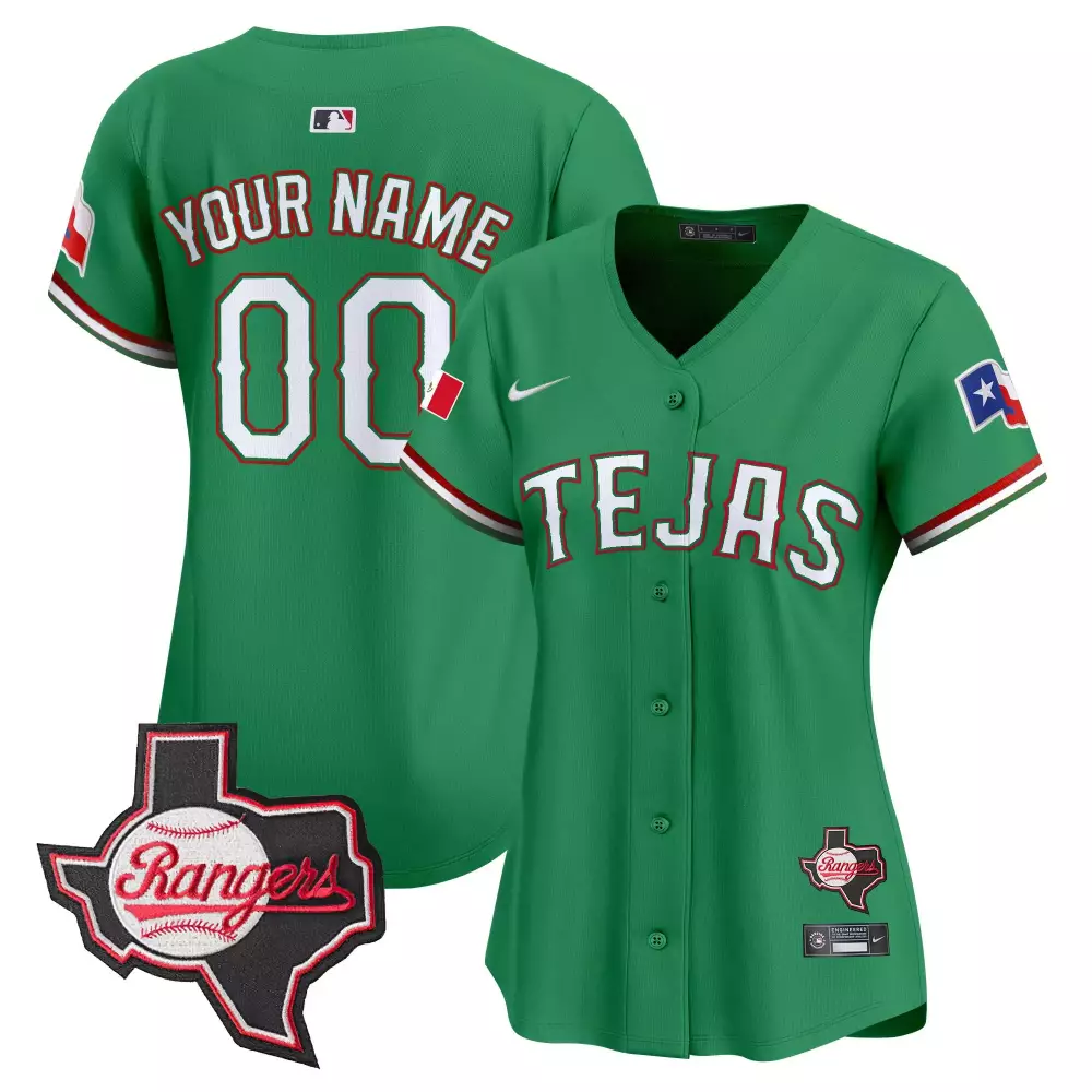 Custom Rangers Jersey Green Texas Star Shape Women White Red All Stitched Vapor