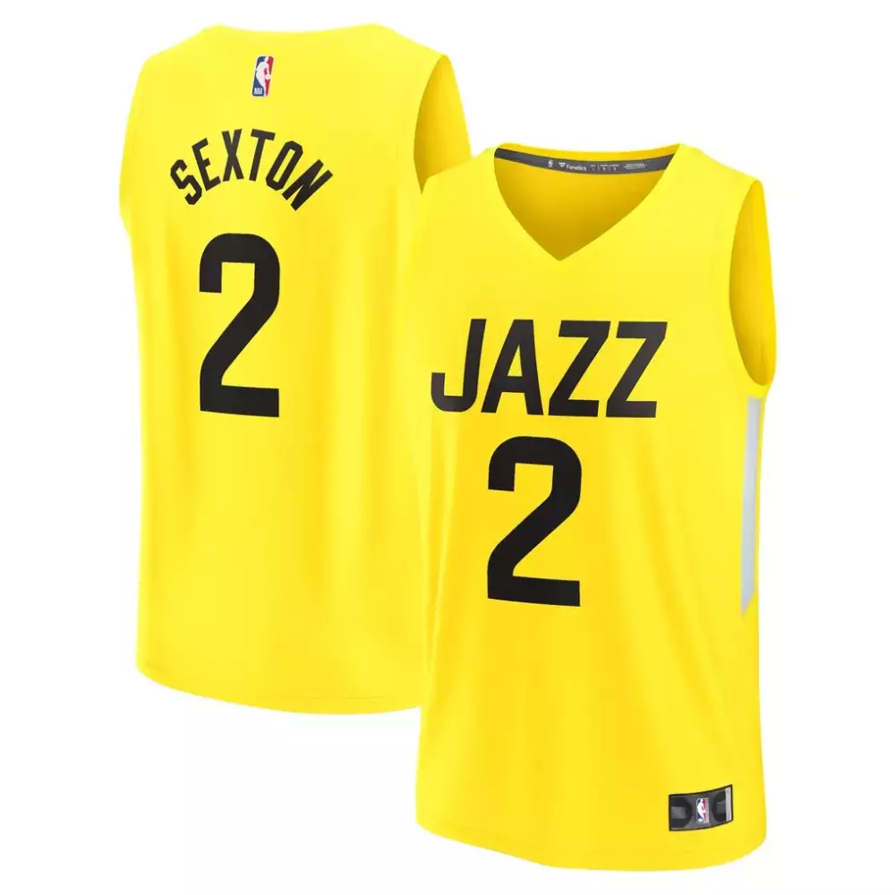Collin Sexton 2 Jazz Jersey Yellow Men Standard Black Replica Icon