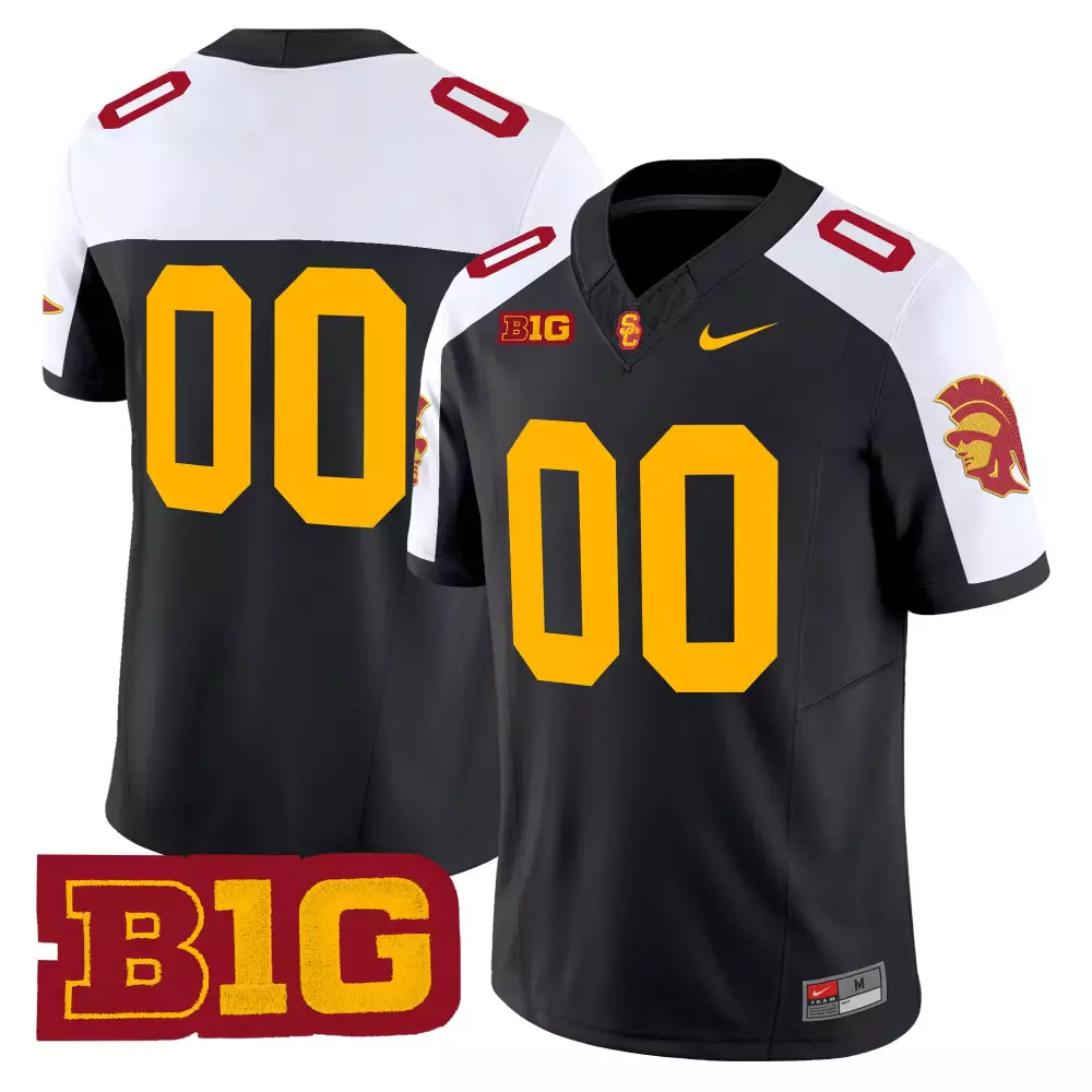 Usc Trojans Jersey Black Big White Gold Vapor All Stitched Embroidered