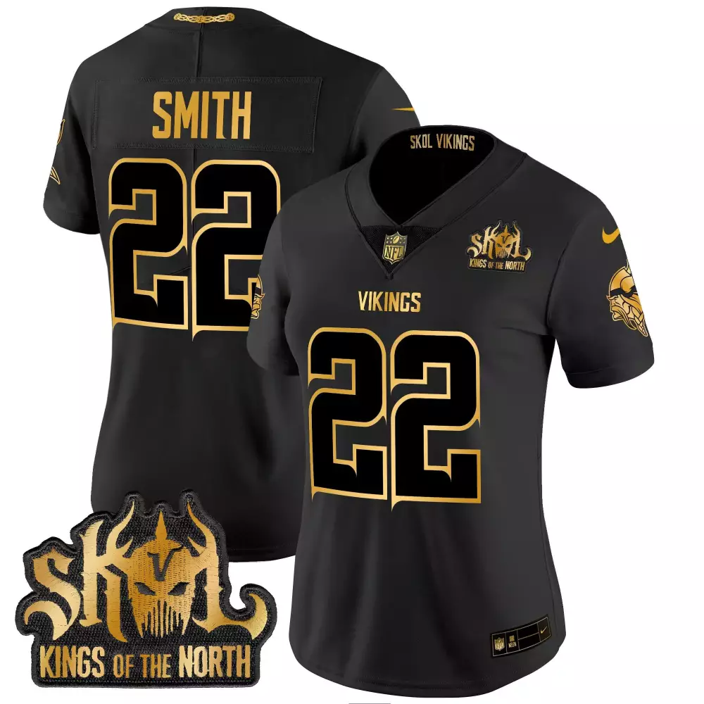 Harrison Smith 22 Vikings Jersey Black Skol Kings Of The North Men Gold Vapor Limited