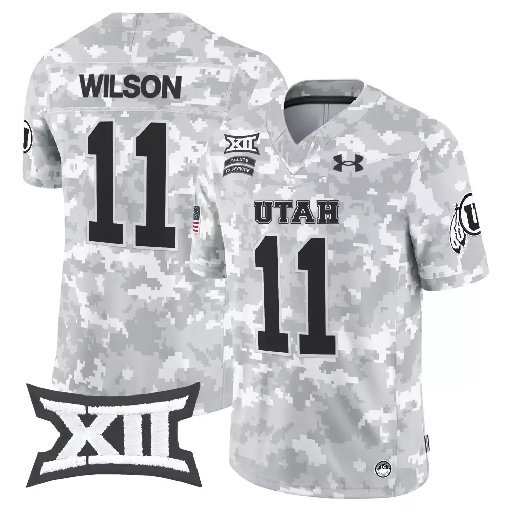 Wilson Utes 11 Utah Jersey Digital Camo Grey Salute To Service American Flag 2023