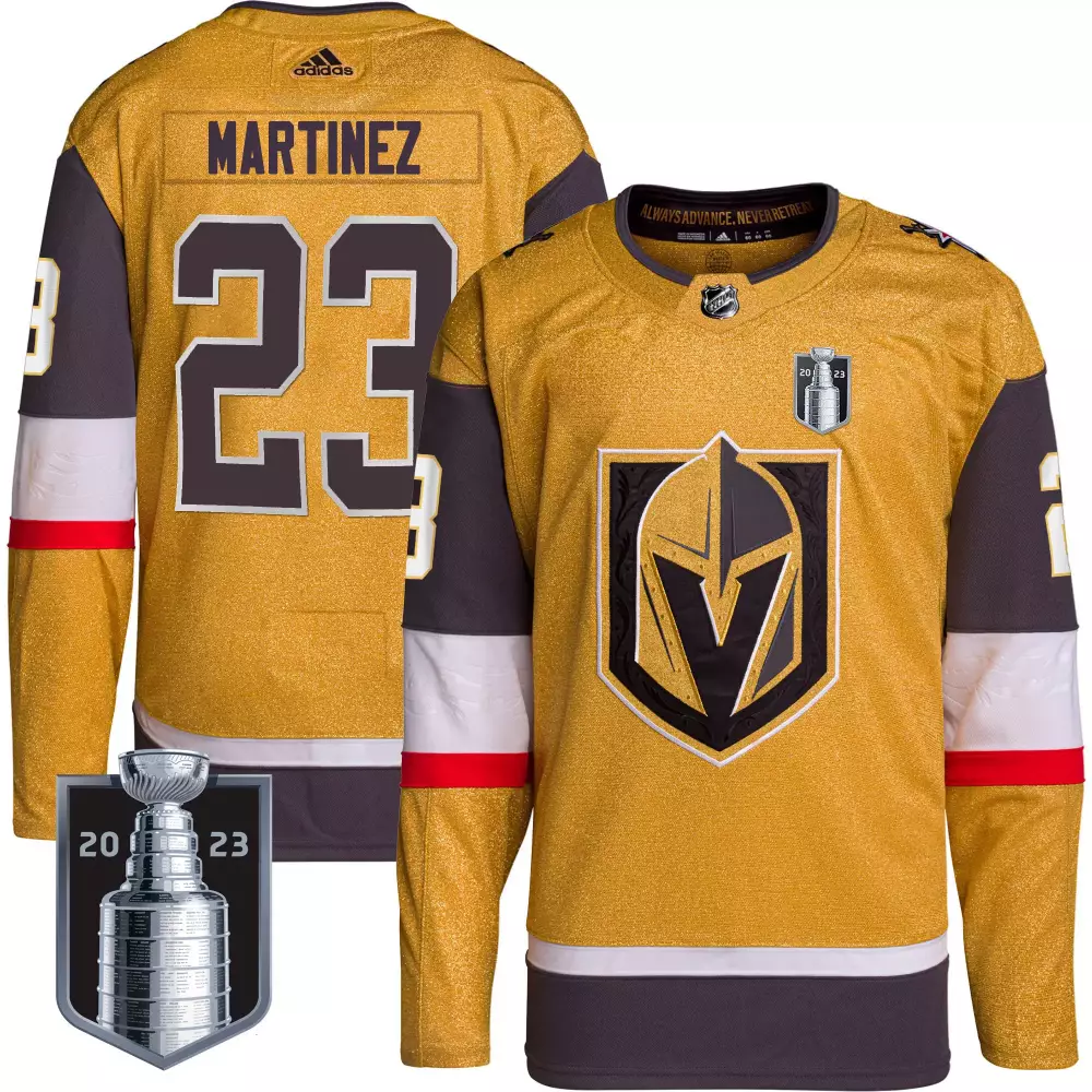 Alec Martinez 23 Jersey Gold Vegas Golden Knights Stanley Cup 2023 Men Black White