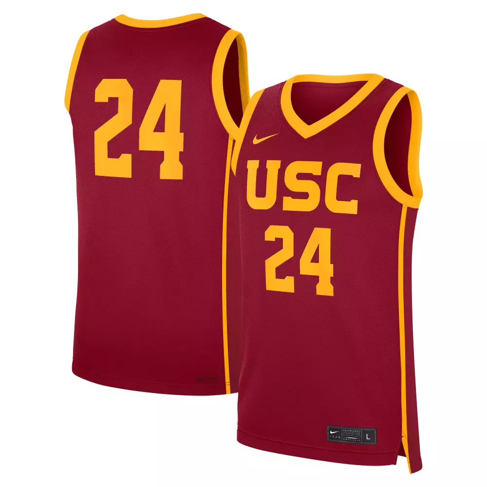 Trojans Cardinal 24 Usc Jersey Yellow All Stitched Vapor