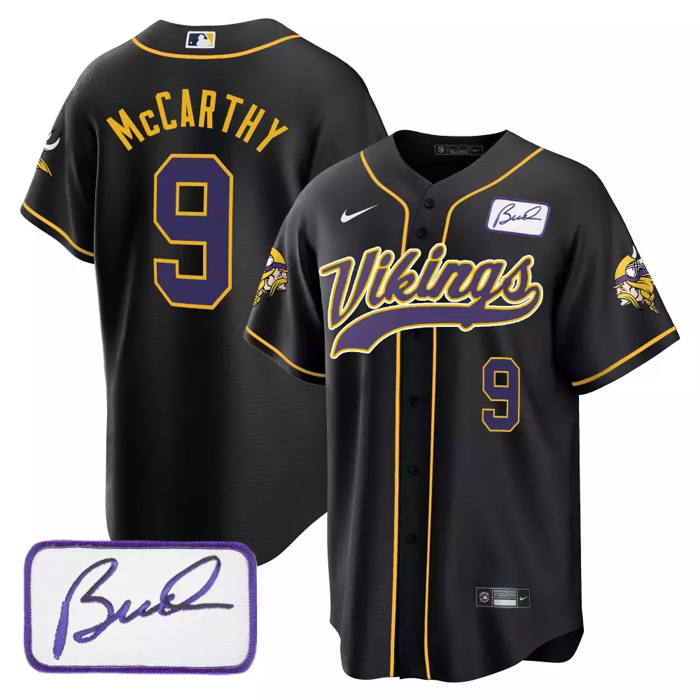 Mccarthy 9 Vikings Jersey Black Bud Light Signature Men Purple Yellow Classic All
