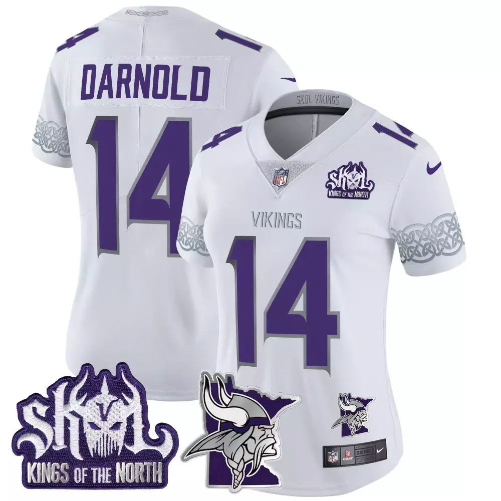 Sam Darnold 14 Vikings Jersey White Kings Of The North Skol Men Standard Alternate