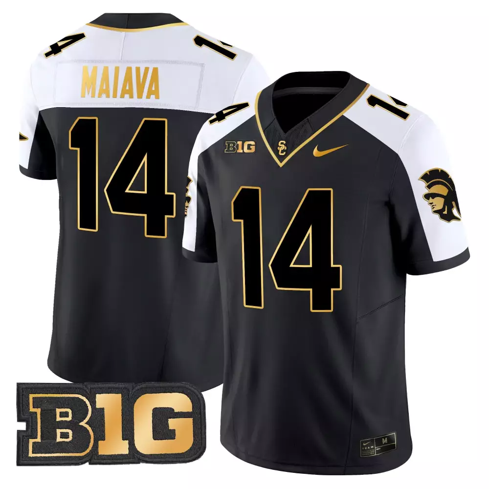 Maiava Trojans 14 Usc Jersey Black Big 2023 Men White Gold Vapor Stitched Limited