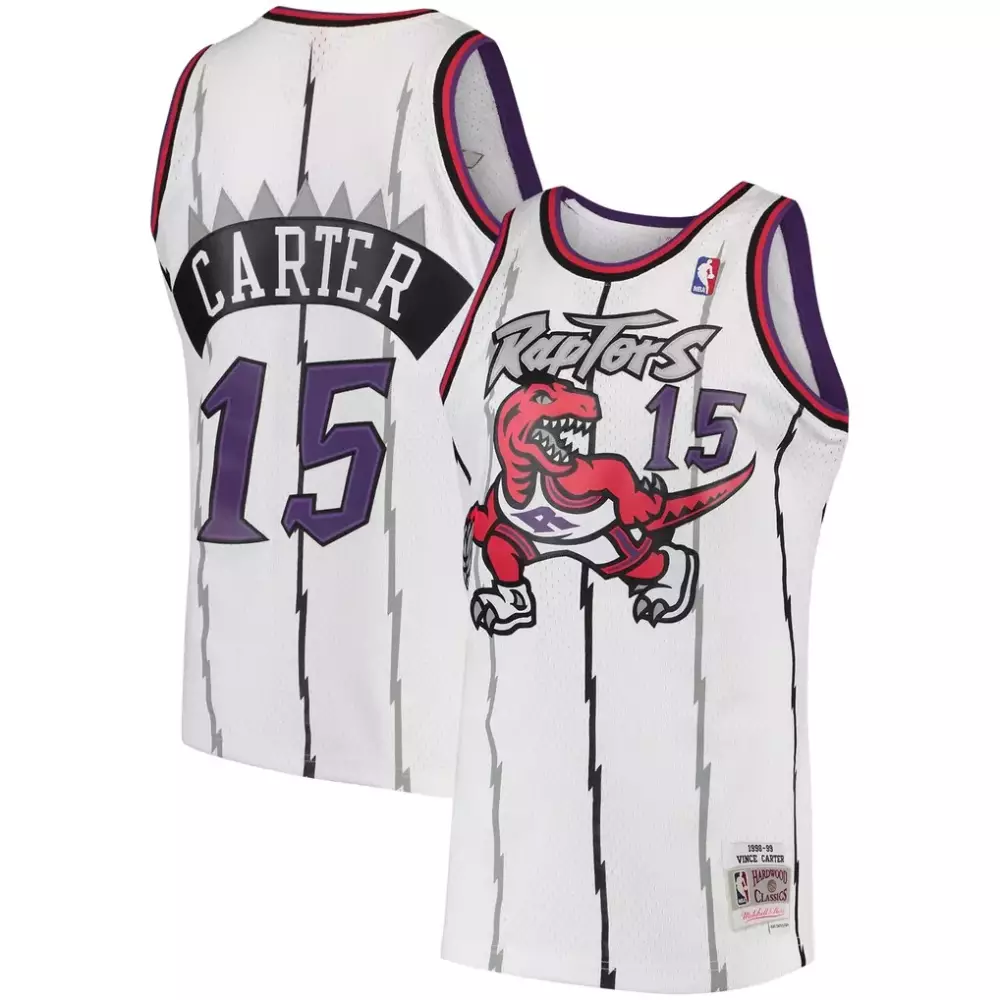 Vince Carter 15 Raptors Jersey White 1998-99 Hardwood Classics Men Purple Black Grey
