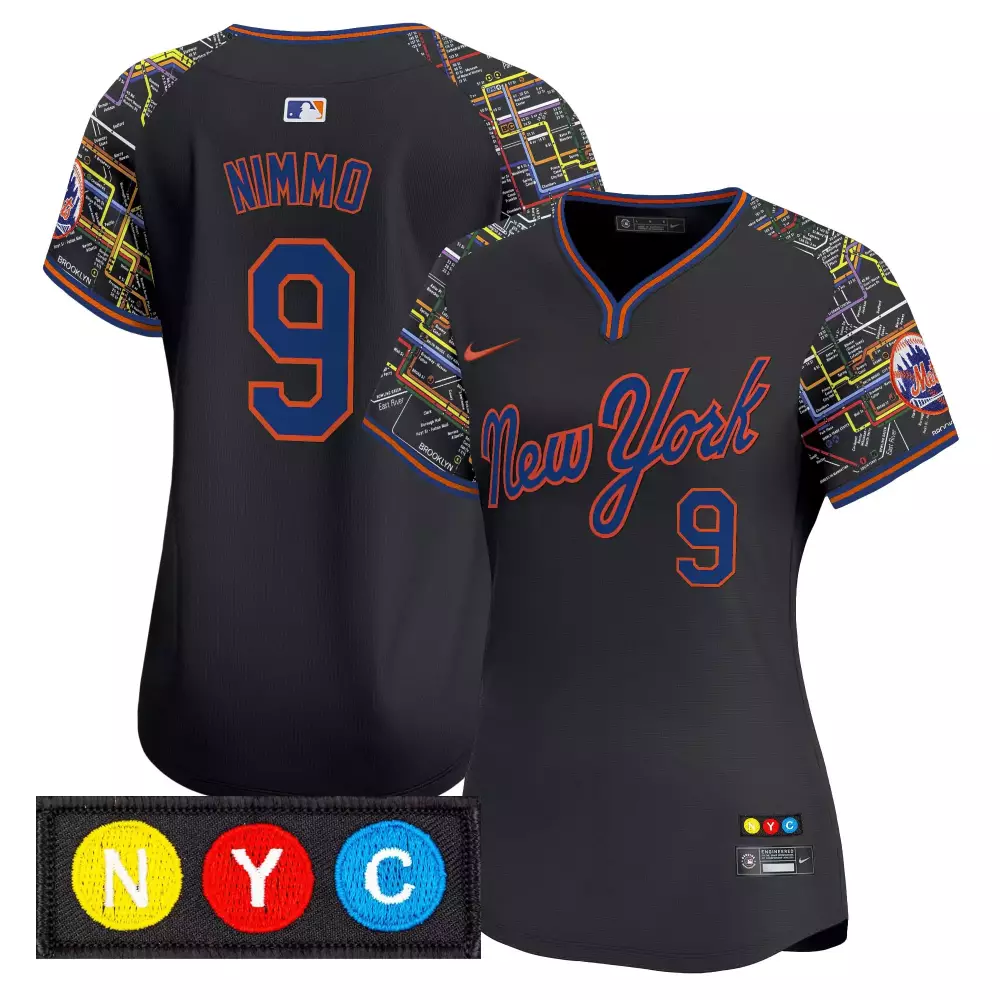 Nimmo Nyc 9 New York Mets Jersey Black Women Custom Design Orange Blue Vapor Premier