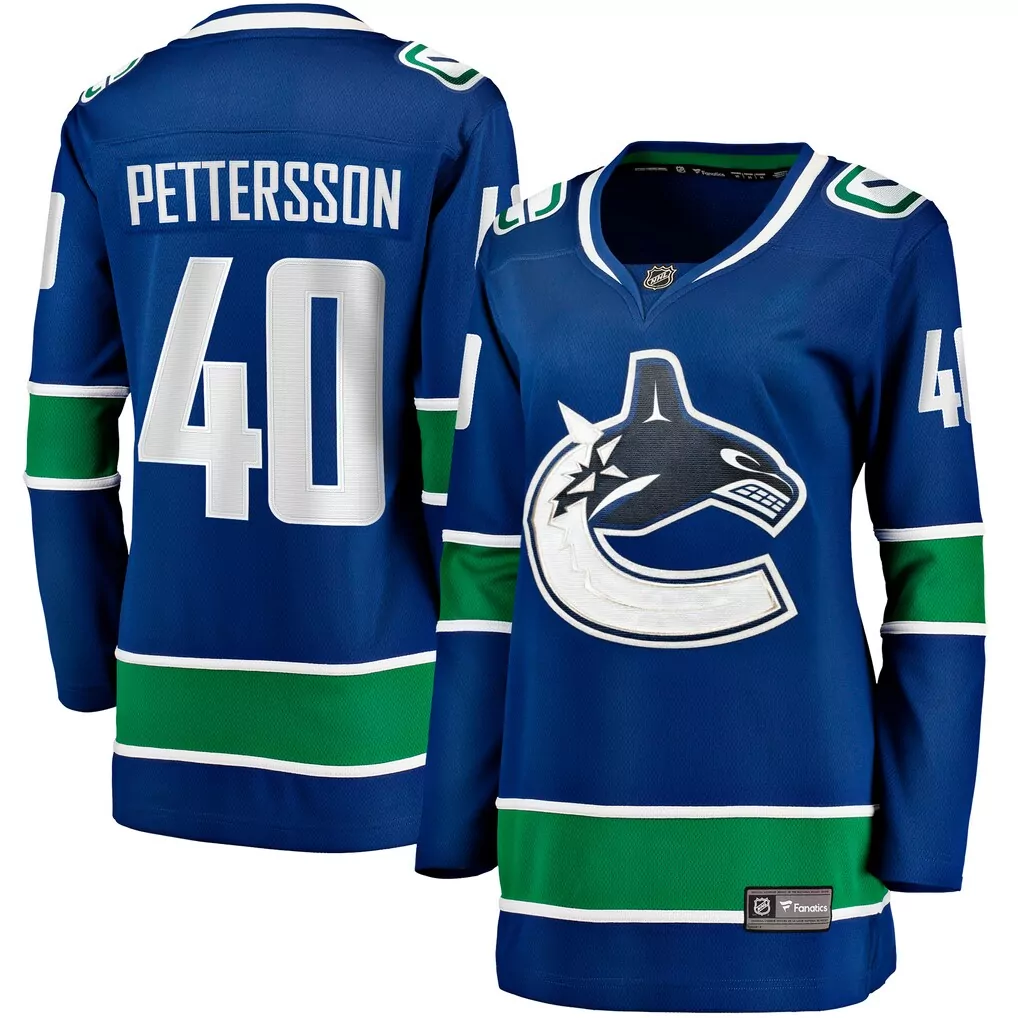 Elias Pettersson 40 Jersey Blue Vancouver Canucks Men White Green Home Breakaway