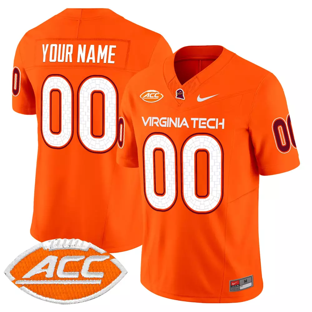 Custom Virginia Tech Jersey Orange Men Maroon White Vapor Stitched