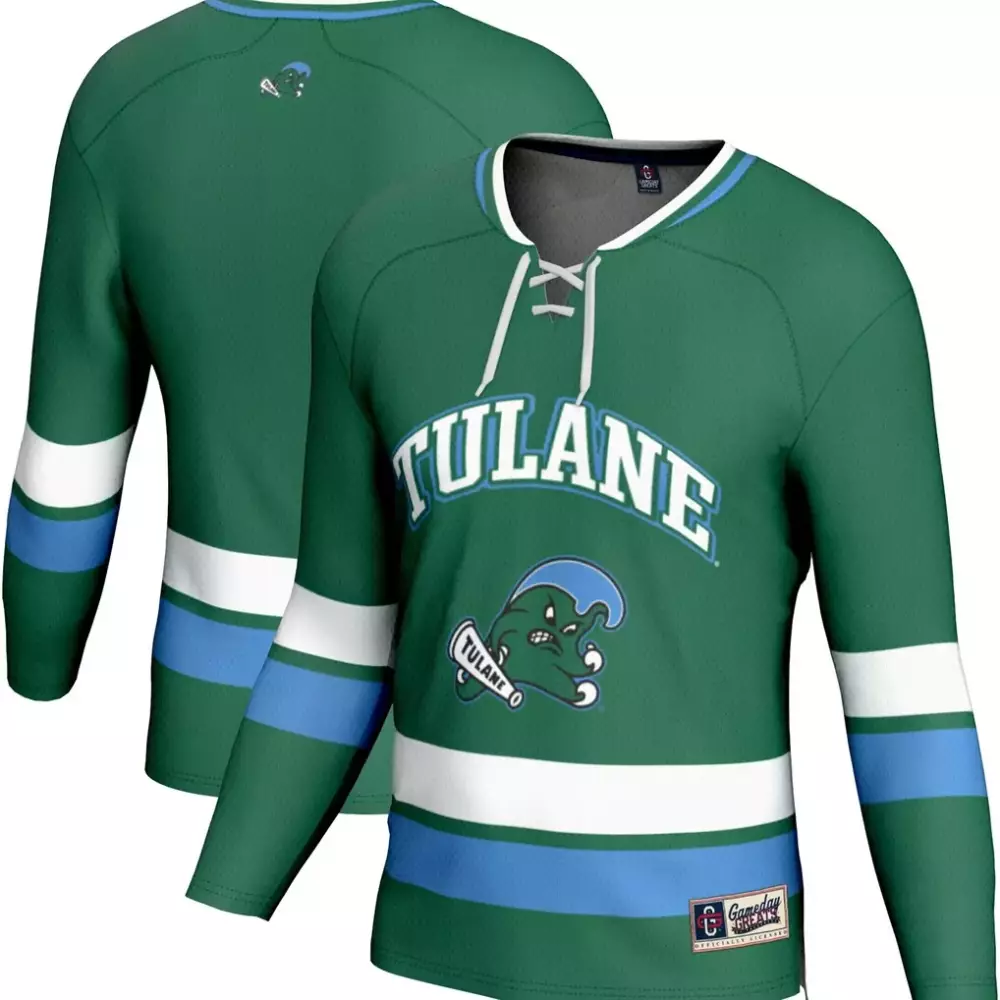 Custom Tulane Jersey Green Blue White Gameday