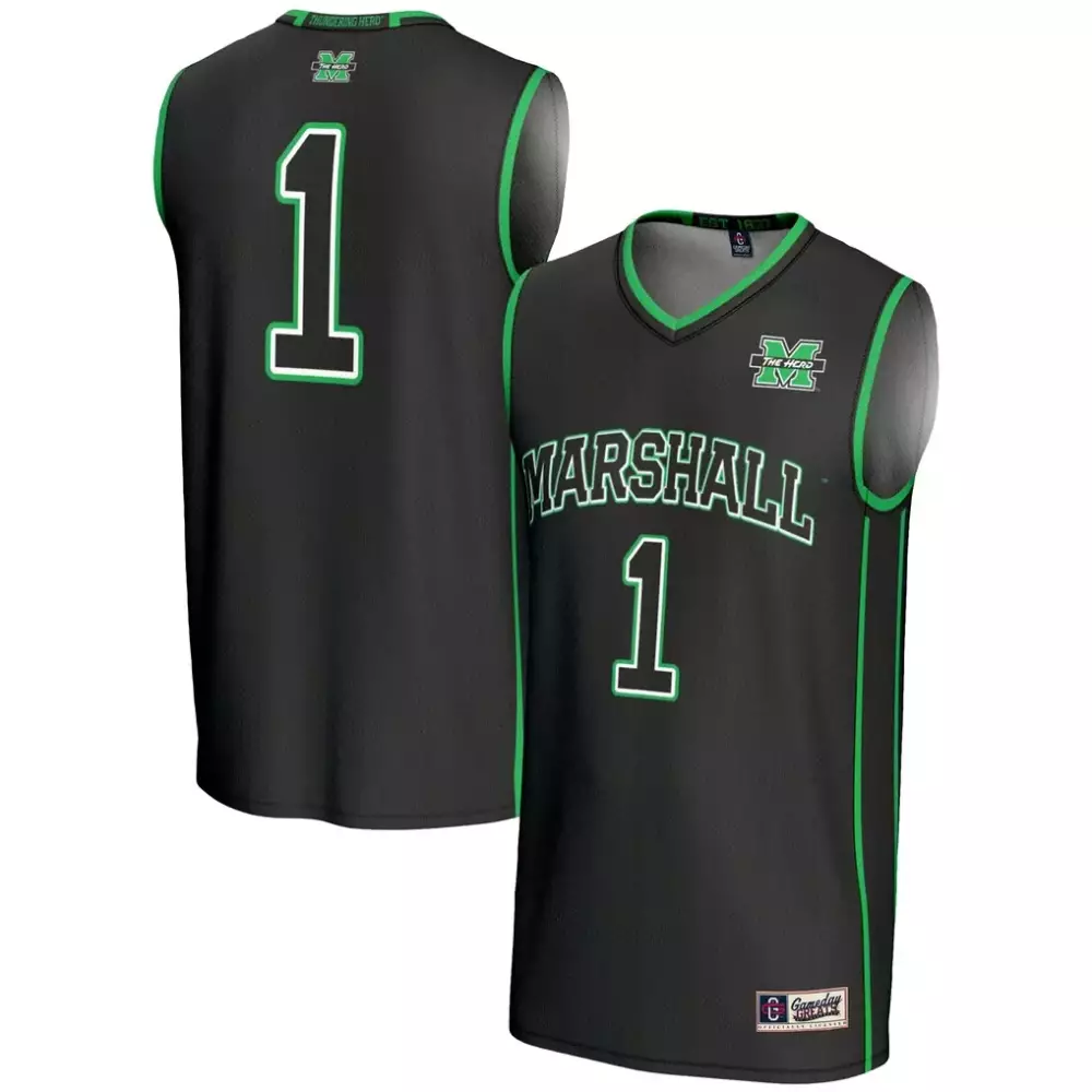 Custom Marshall 1 Jersey Black Green Gameday