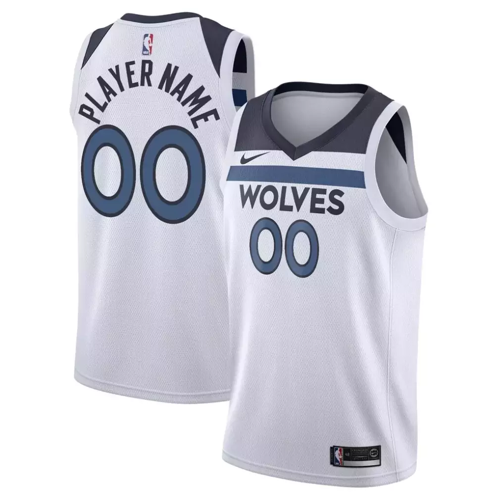 Minnesota Timberwolves Jersey White Men Dark Grey Blue Swingman Custom