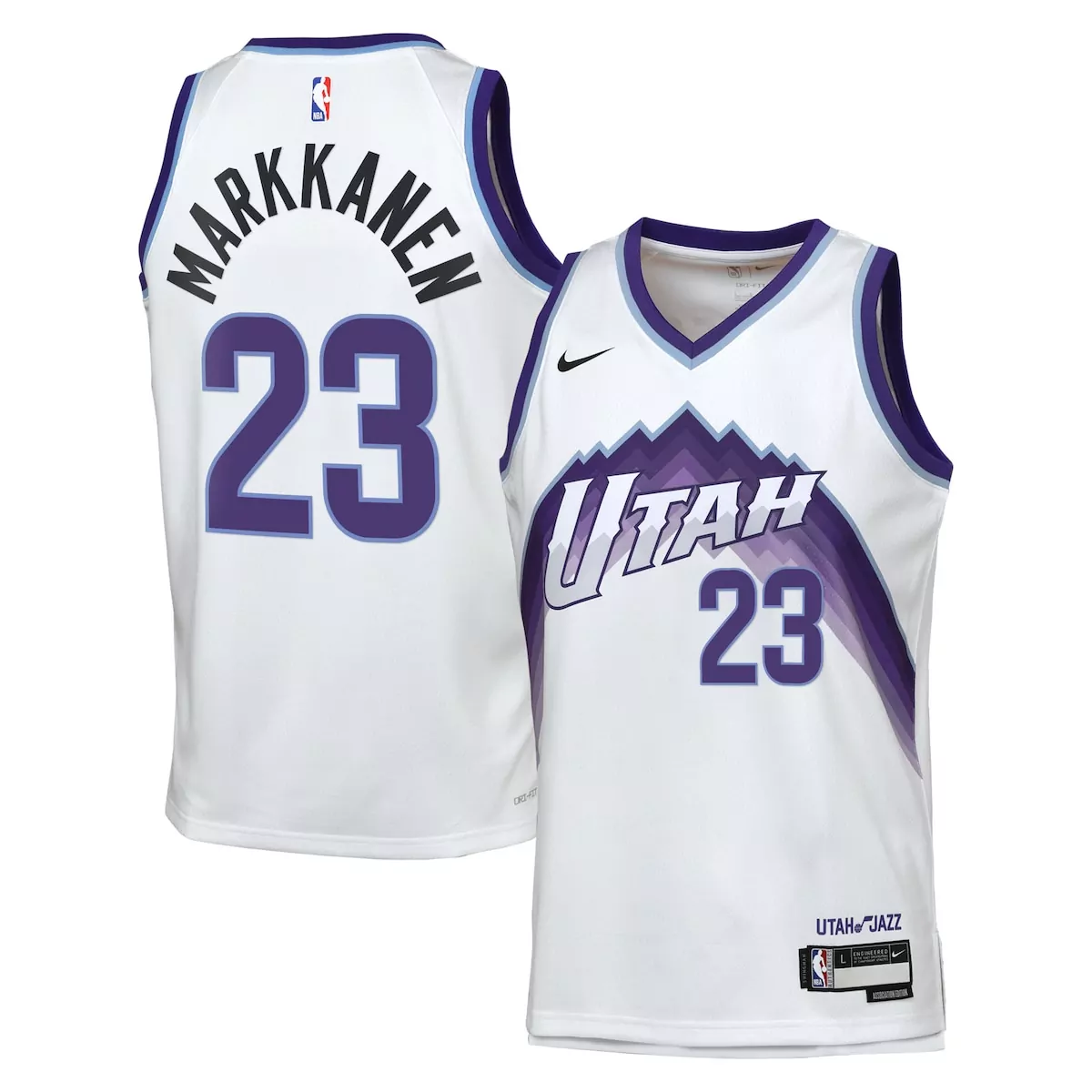 Lauri Markkanen 23 Utah Jazz Jersey White Men Purple Light Gray