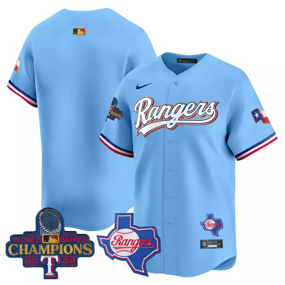 Rodriguez 23 Texas Rangers Jersey Light Blue World Series Champions 2023 Men White