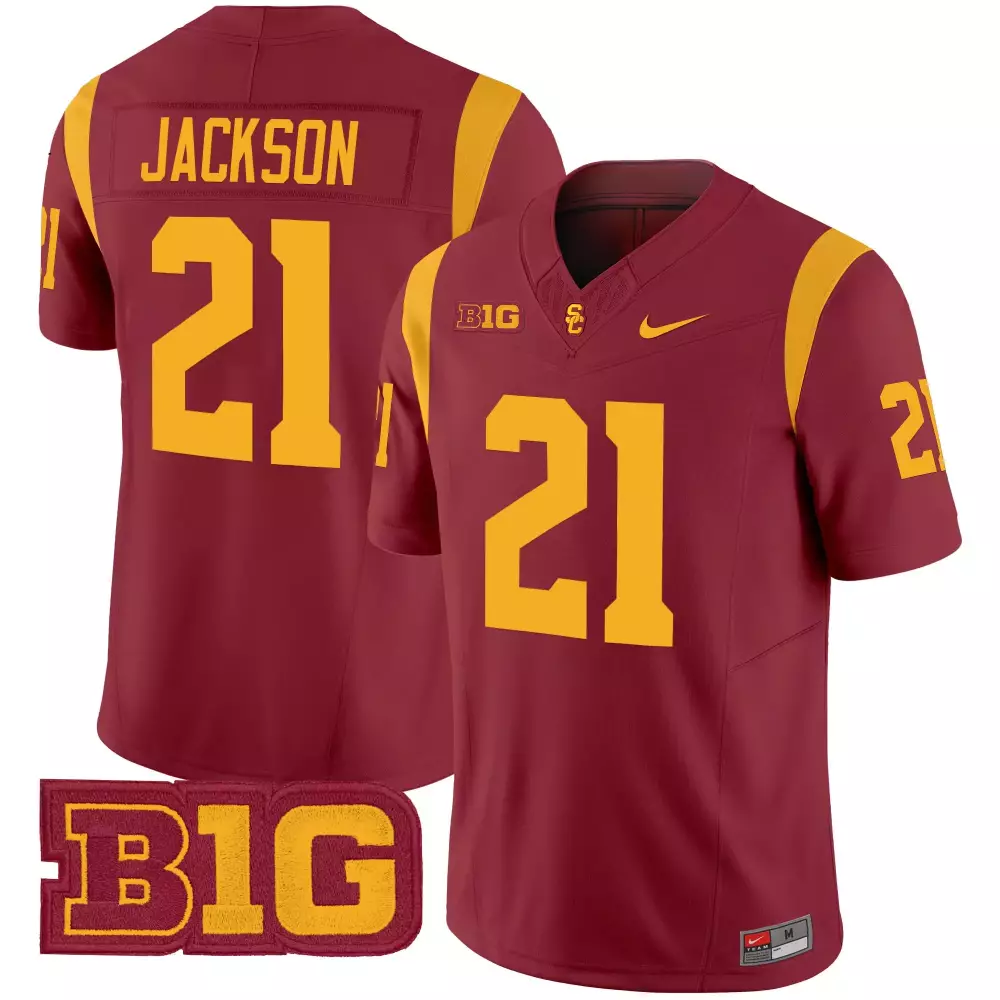 Jackson Trojans 21 Usc Jersey Cardinal Big Men Gold Stitched Vapor Limited