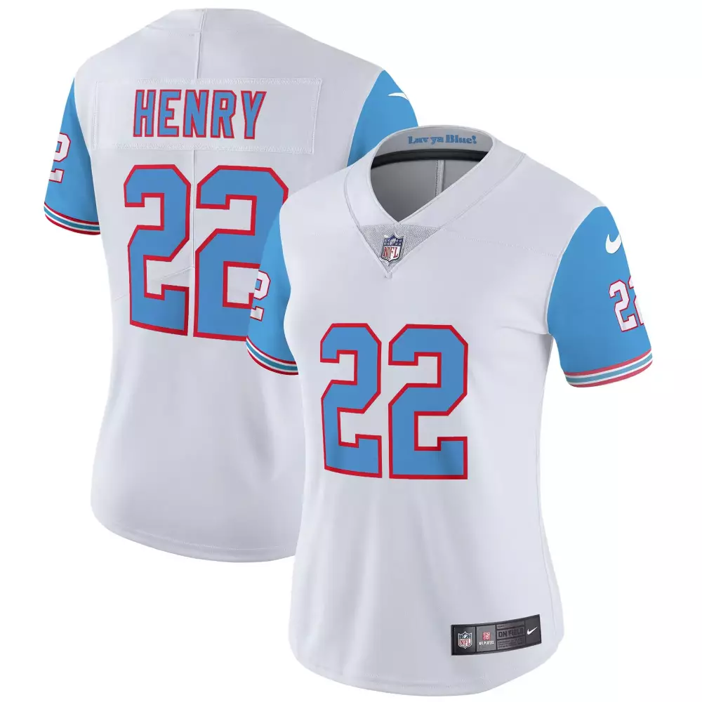 Derrick Henry 22 Tennessee Titans Jersey White Women Player Alternate Light Blue
