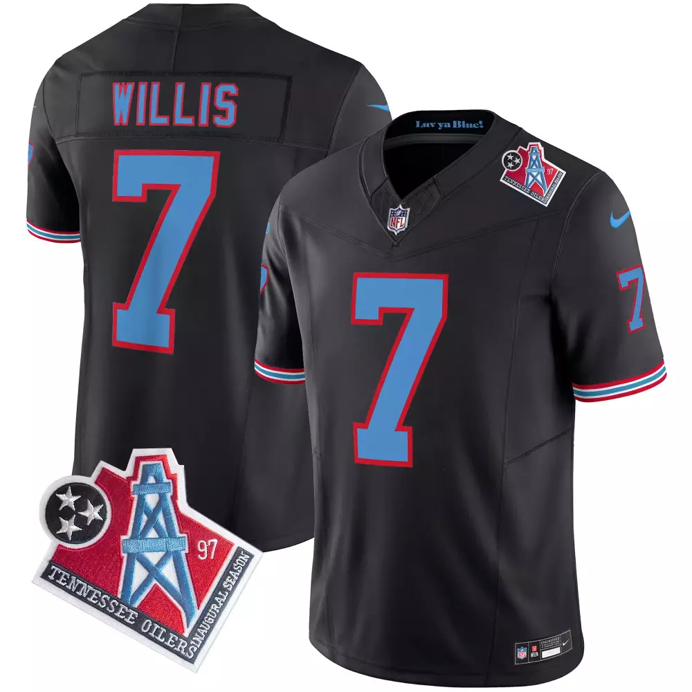 Malik Willis 7 Tennessee Titans Jersey Black Houston Oilers Throwback Men NFL Alternate