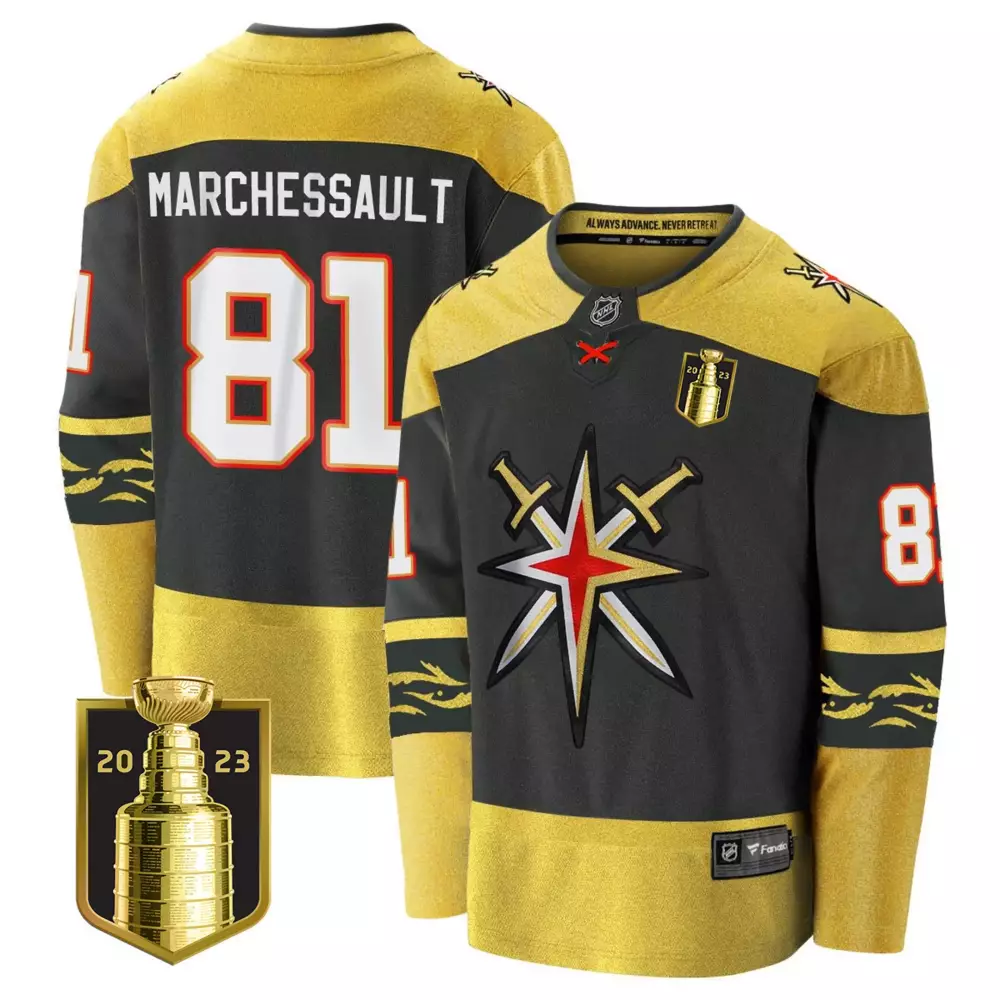 Spencer Knight 81 Jersey Black Vegas Golden Knights Stanley Cup Champions 2023 Men
