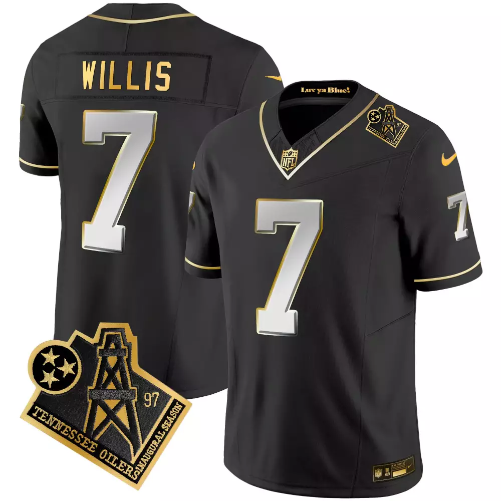 Malik Willis 7 Tennessee Titans Jersey Black Oilers Throwback Men Design Gold Silver