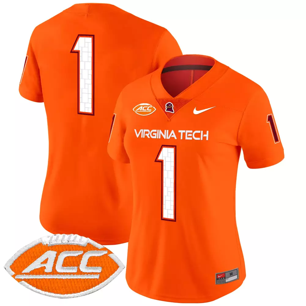 Custom Virginia Tech Hokies 1 Jersey Orange White Maroon Vapor All Stitched Embroidered