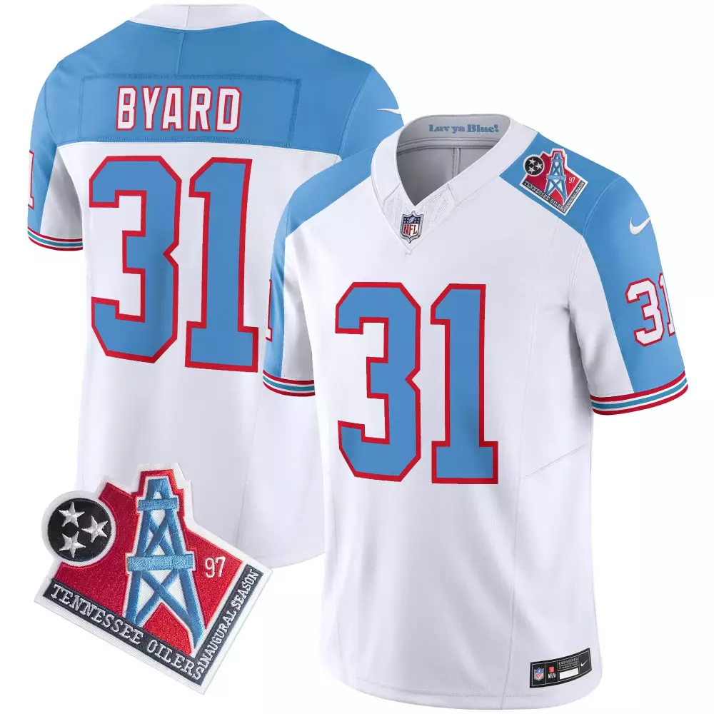 Kevin Byard 31 Tennessee Titans Jersey White Oilers Throwback Men Design Light Blue