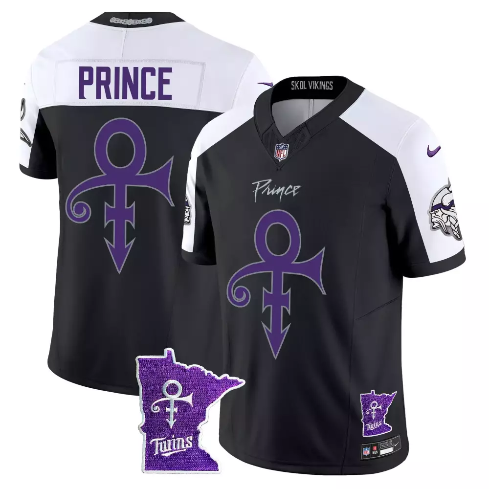 Myles Price Minnesota Vikings Jersey Black Prince Tribute Symbol Outline 2023 Men