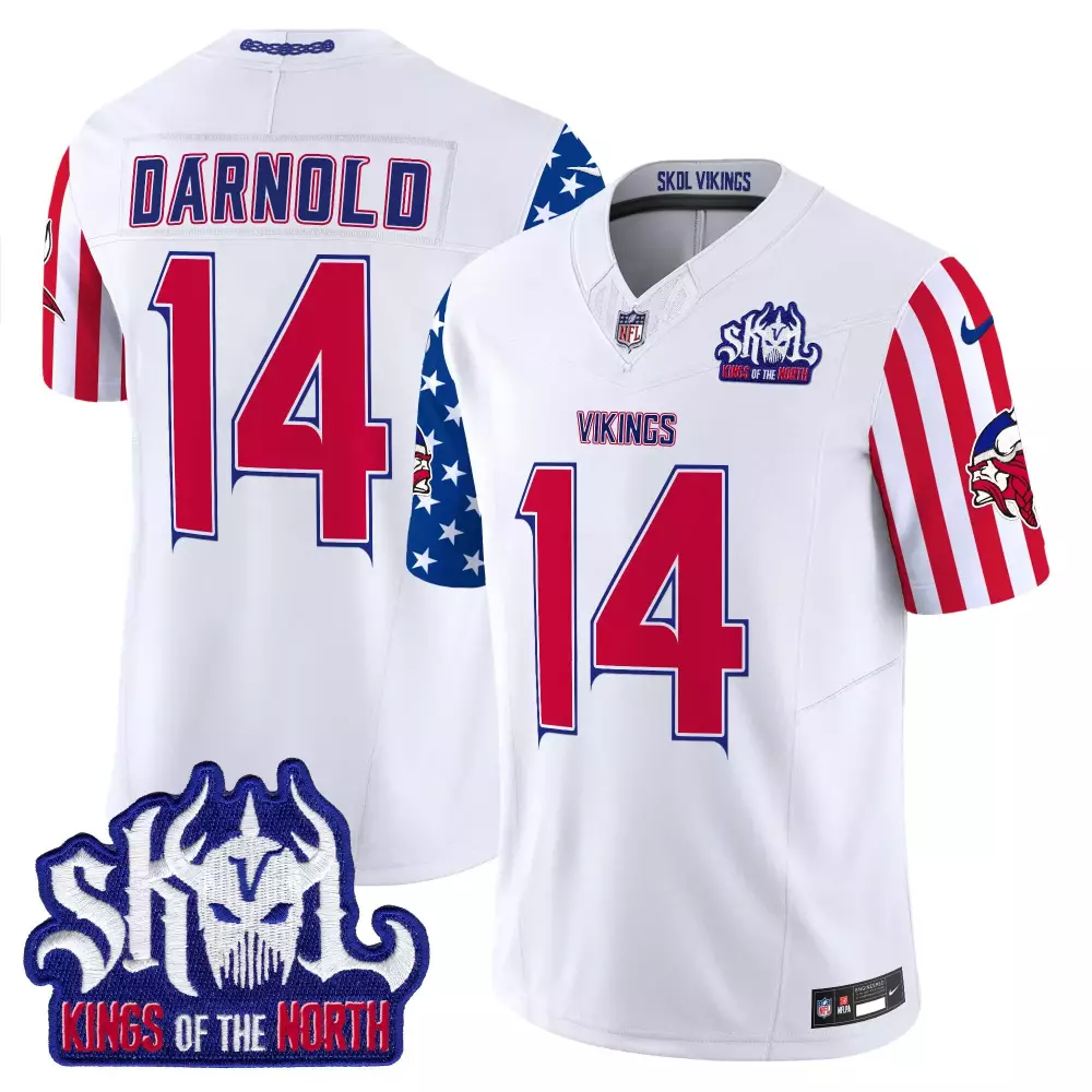 Sam Darnold 14 Vikings Jersey White Skol Kings North Men Player Alternate Split Design