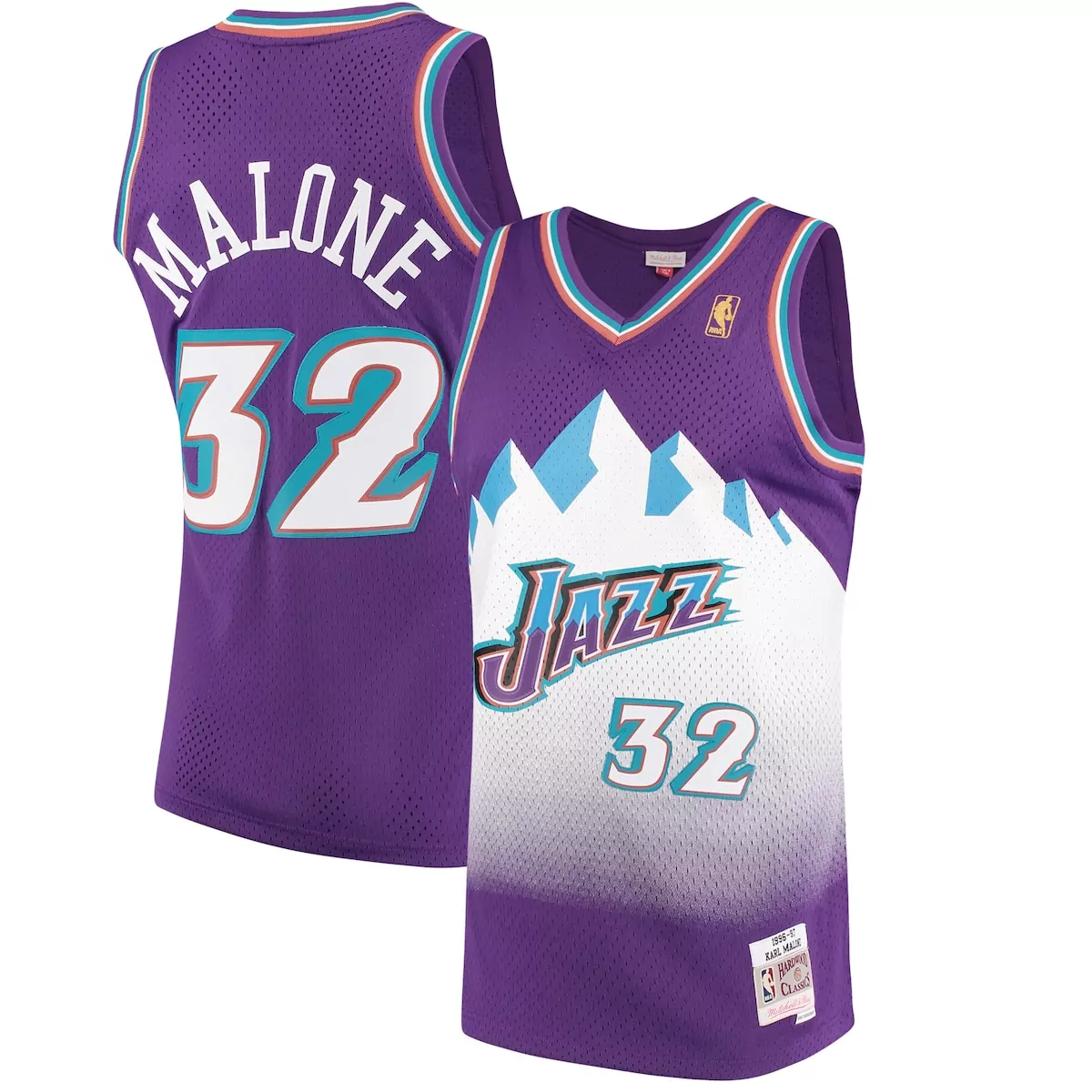 Karl Malone 32 Jazz Jersey Purple Mitchell & Ness Hardwood Classics Men Split Design