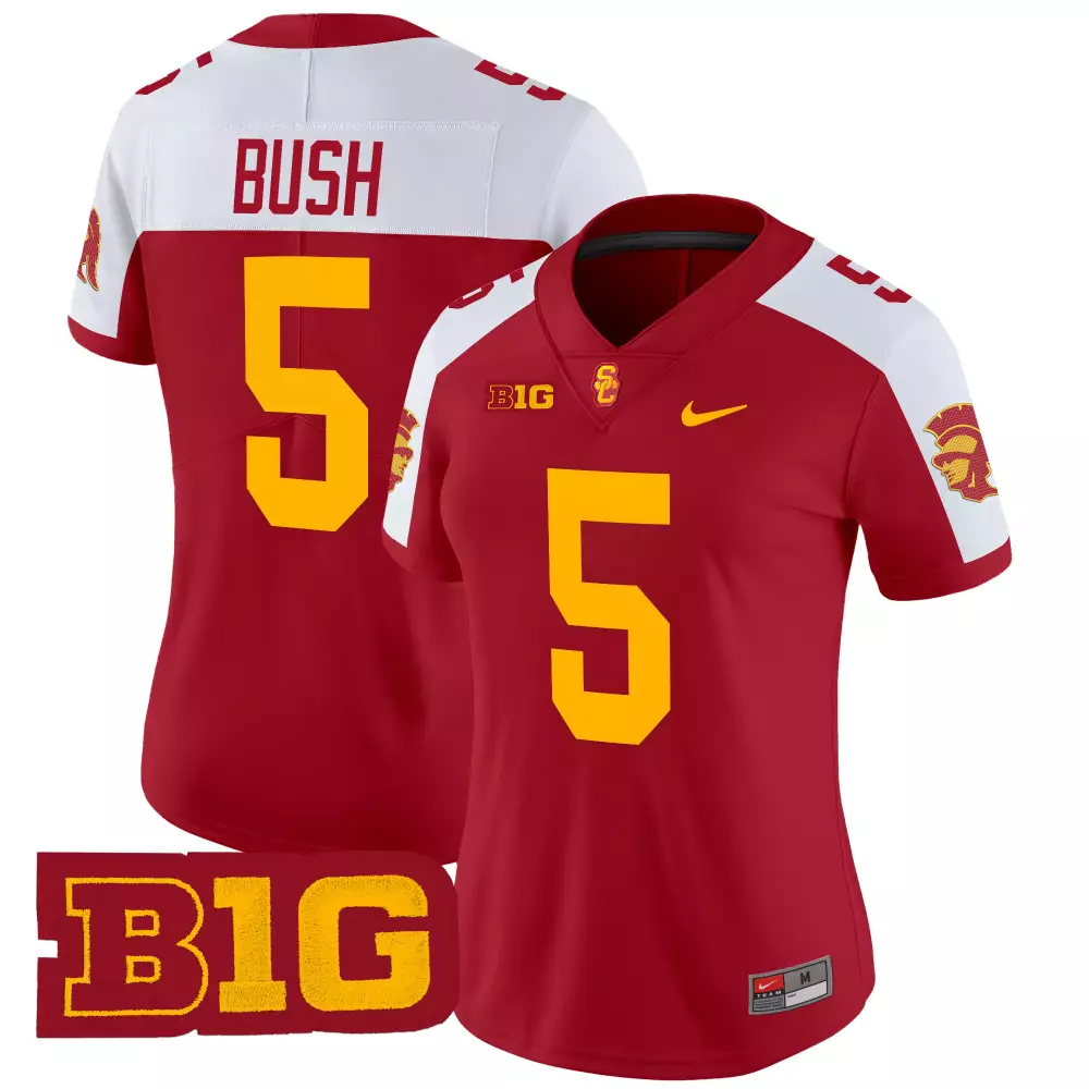 Bush Trojans 5 Usc Jersey Cardinal Red Big Women White Gold Vapor Limited Stitched