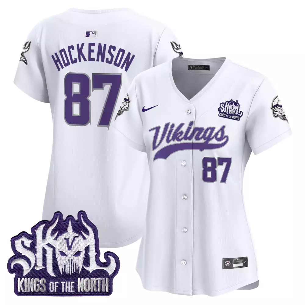T.j. Hockenson 87 Vikings Jersey White Skol Kings North Purple Vapor Premier Limited