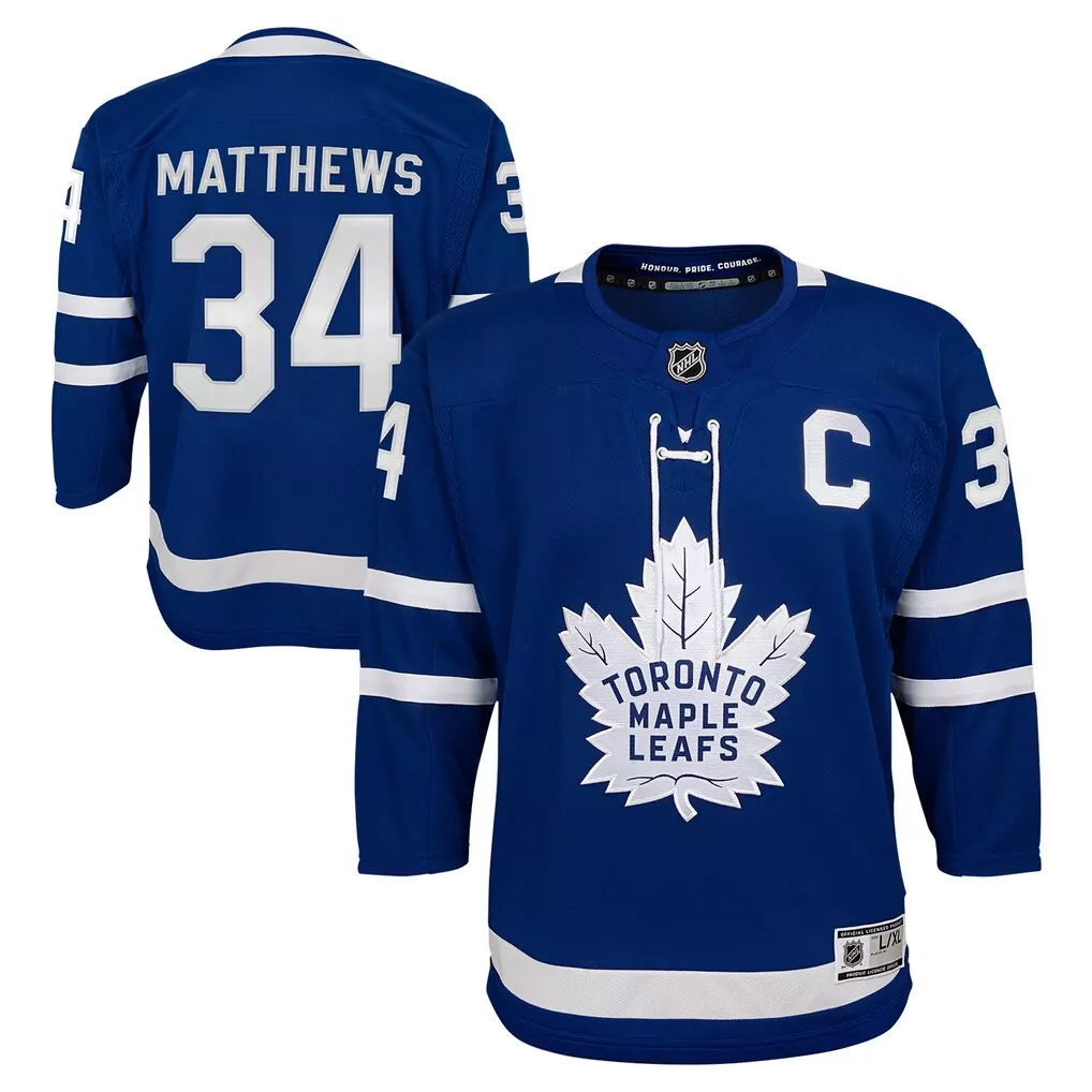 Auston Matthews 34 Jersey Blue Toronto Maple Leafs Men White Home Premier