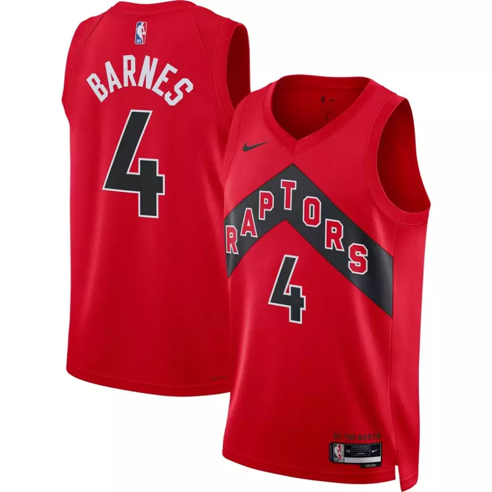 Scottie Barnes 4 Raptors Jersey Red Men Black White Unisex Swingman Icon