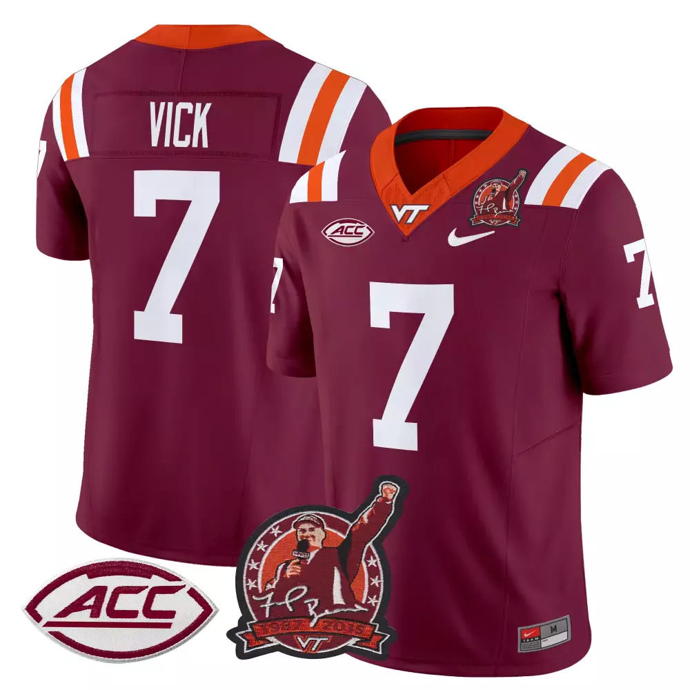 Vick Hokies 7 Jersey Maroon Virginia Tech Michael Men Orange White All Stitched