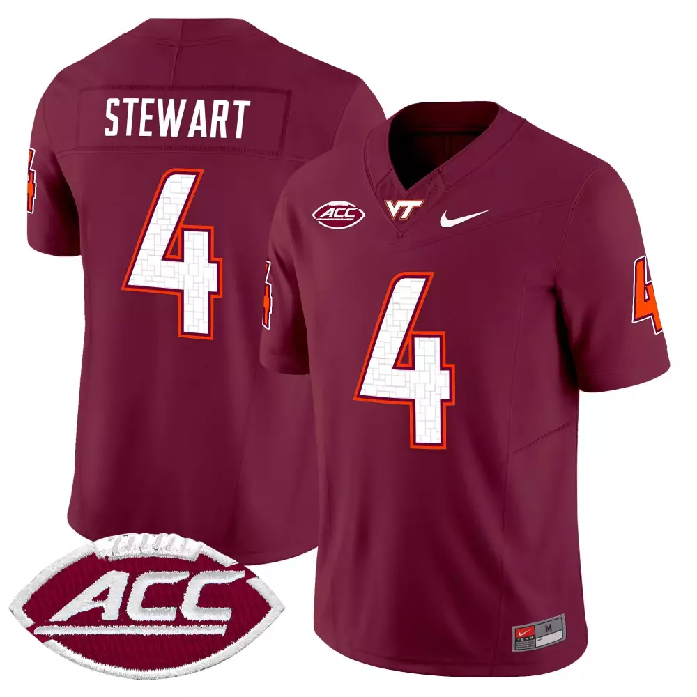 Stewart Hokies 4 Jersey Maroon Virginia Tech Men White Orange Vapor Limited
