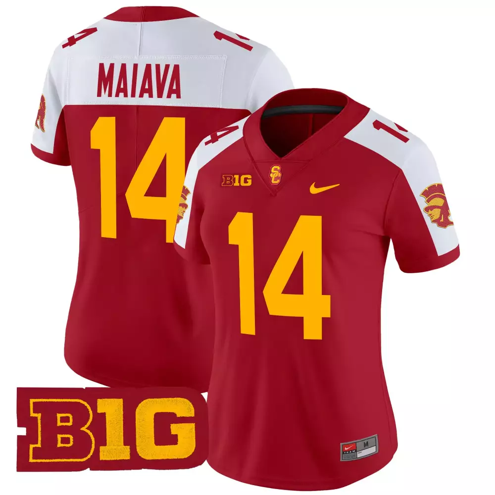 Maiava Trojans 14 Usc Jersey Red Big Men Cardinal Gold White Vapor Stitched