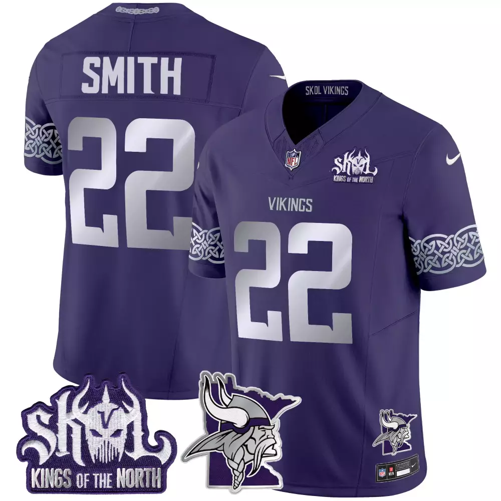 Harrison Smith 22 Vikings Jersey Purple Skol Kings North Helmet Men Silver Vapor