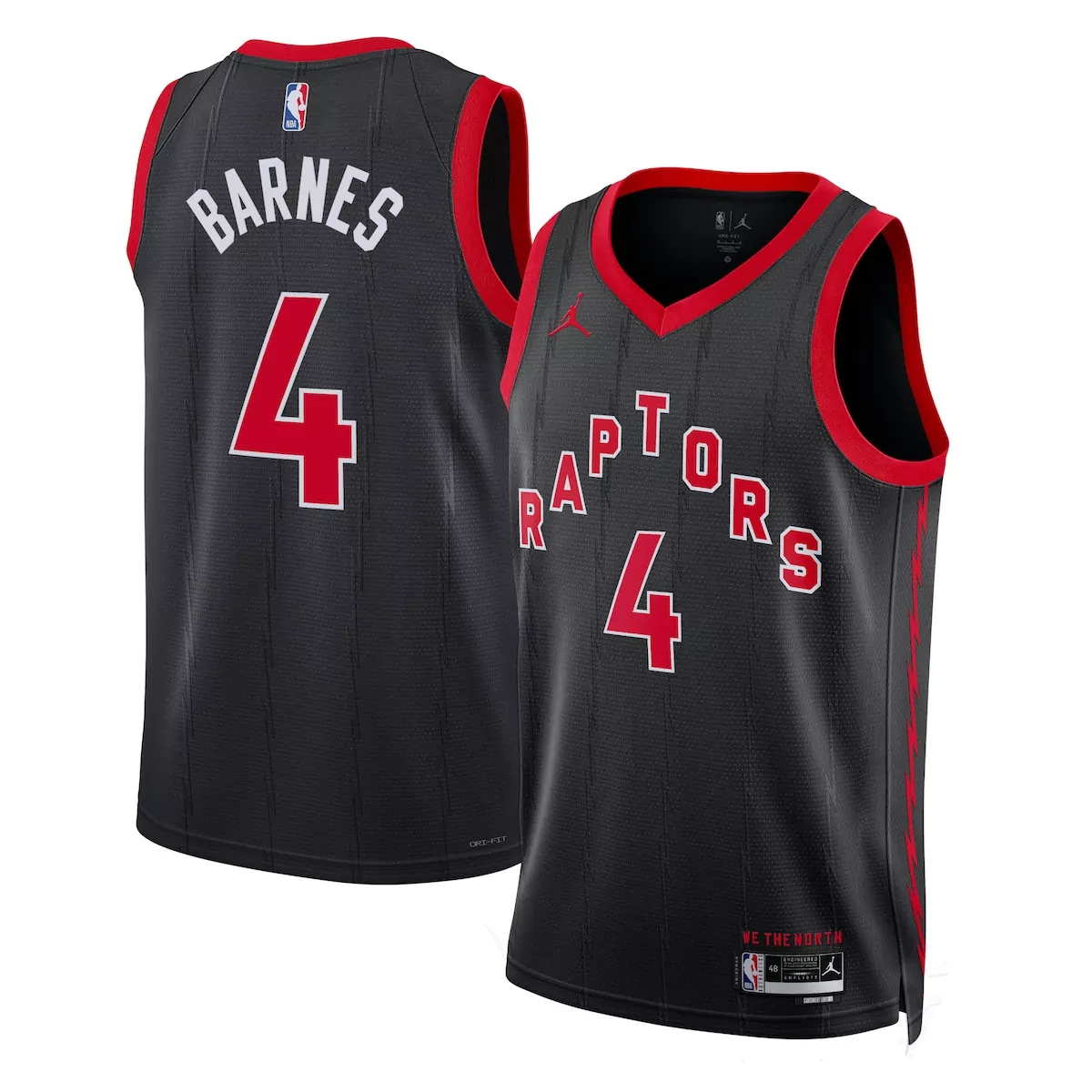 Scottie Barnes 4 Raptors Jersey Black We The North Men Red White Unisex